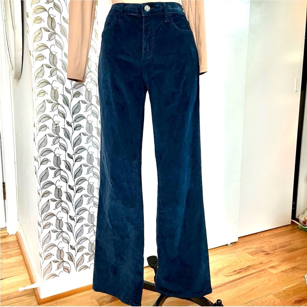 NYDJ Blue High Rise Wide Leg Corduroy Trousers